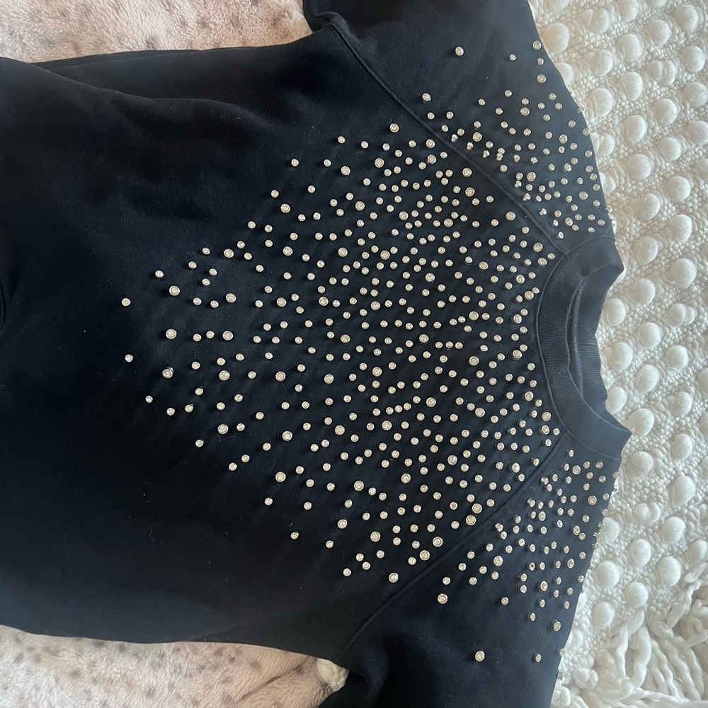 ba&sh Black Pearl-Studded Blouse